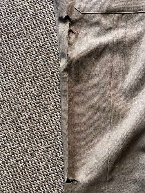 BUNNY JACKET SIZE MEDIUM TO LARGE-MEASURES 60 CM ARMPIT TO ARMPIT-TROUSERS (DAMAGED) SIZE 34 WITH PI