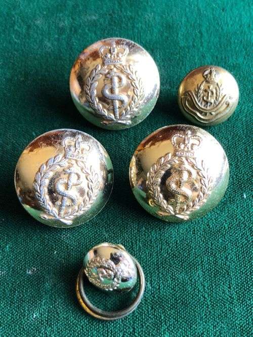 BRITISH MEDICAL CORPS TUNIC BUTTONS- 5 IN TOTAL
