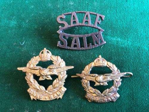 SAAF CAP, COLLAR AND TITLE-WORN 1926-1959- LUGS INTACT