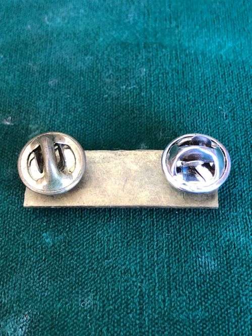 SA INFANTRY CORPS BERET BAR 2ND TYPE- BLACK/YELLOW/GREEN- SMALLER VARIATION- 2 PINS-VERY GOOD CONDIT