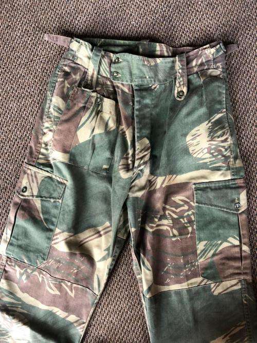 RHODESIAN CAMO PANTS-SIZE 32 WITH PIPE LENGTH OF 70 CM-USED BUT GOOD CONDITION-ALL BUTTONS COMPLETE