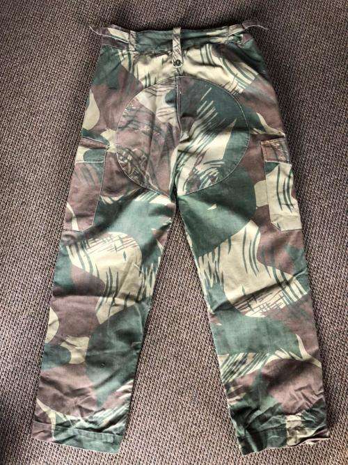 RHODESIAN CAMO PANTS-SIZE 32 WITH PIPE LENGTH OF 70 CM-USED BUT GOOD CONDITION-ALL BUTTONS COMPLETE