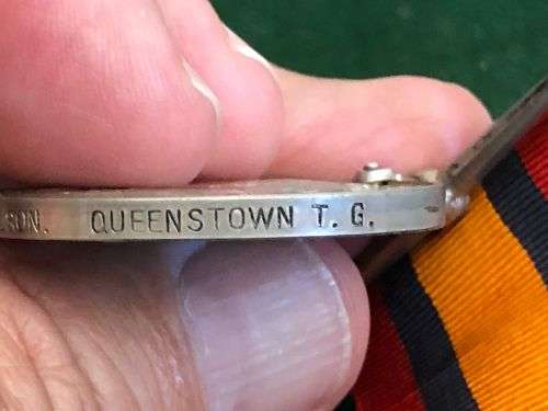 FULL SIZE BOER WAR QSA MEDAL NAMED TO 201 PTE. T. NICHOLSON QUEENSTOWN TOWN GUARD -THE MEDAL IS CONF