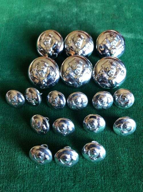 SANDF CHROME TUNIC BUTTONS-WORN POST 2002- 19 IN TOTAL