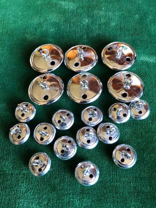 SANDF CHROME TUNIC BUTTONS-WORN POST 2002- 19 IN TOTAL