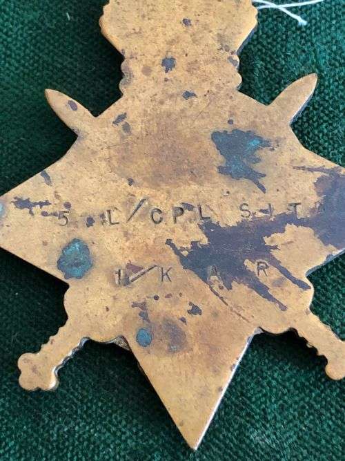 1914-15 FULL SIZE STAR AWARDED TO L/CPL SITA 1/KAR- THE MEDAL IS UNRESEARCHED