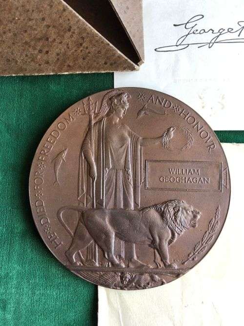 WW1 MEMORIAL PLAQUE TO WILLIAM GEOGHAGAN