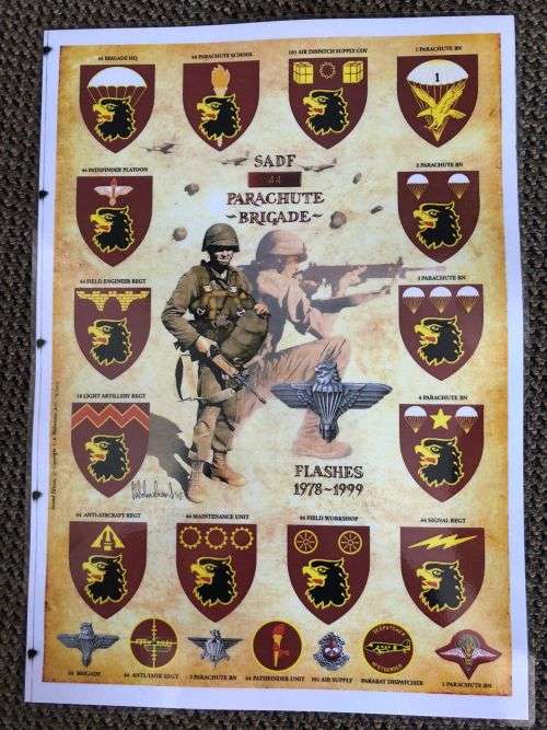 LAMINATED SADF PARACHUTE BRIGADE POSTER-MEASURES 30X 42 CM