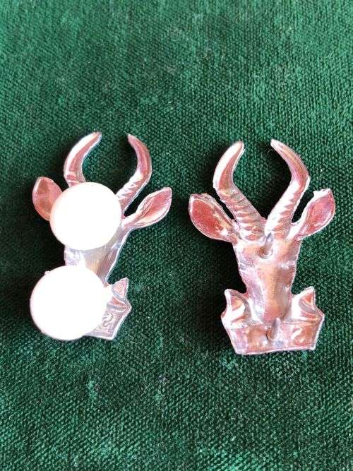 SA INFANTRY CHROME COLLAR BADGE PAIR-PINS INTACT
