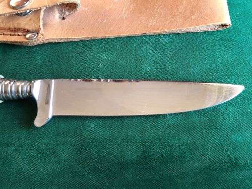 HUBERTUS SOLINGEN ROSTREI W GERMANY VINTAGE STAG HUNTING KNIFE WITH ORIGINAL SHEATH-VERY GOOD CONDIT