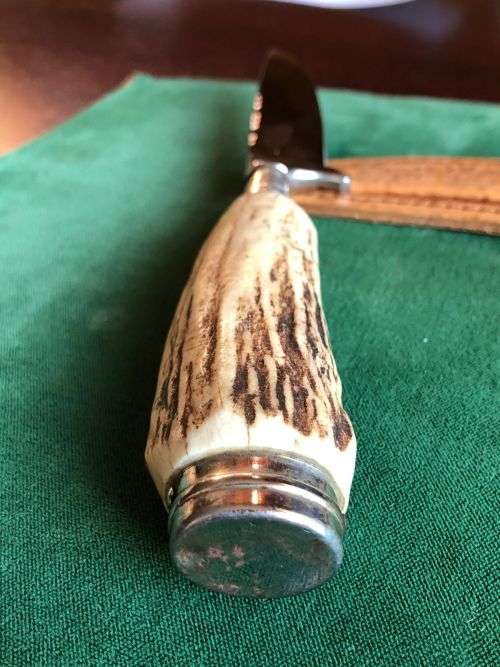 HUBERTUS SOLINGEN ROSTREI W GERMANY VINTAGE STAG HUNTING KNIFE WITH ORIGINAL SHEATH-VERY GOOD CONDIT
