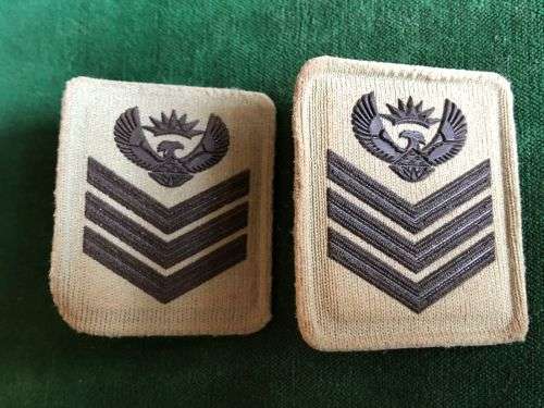 SANDF RANK INSIGNIA PAIR FOR STAFF SERGEANT-EACH WITH 2 PINS