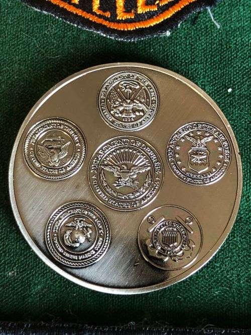HARLEY DAVIDSON CHALLENGE COIN AND TWO PATCHES-SOLD TOGETHER