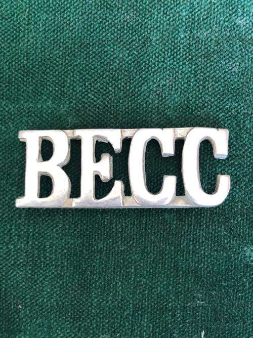 WHITE METAL TITLE FOR UNIDENTIFIED SA SCHOOL CADET CORPS- NO LUGS