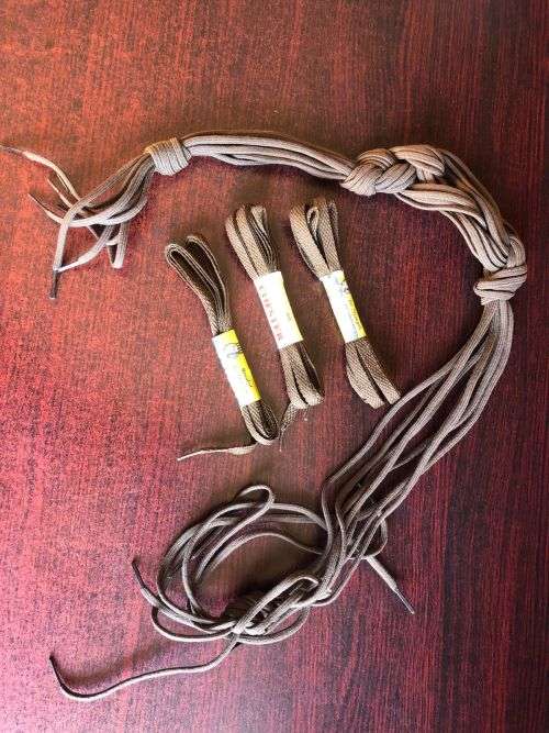 SADF BROWN BOOT LACES- 7 IN TOTAL AND SHOE LACES- 3 IN TOTAL- CONDITION NEW