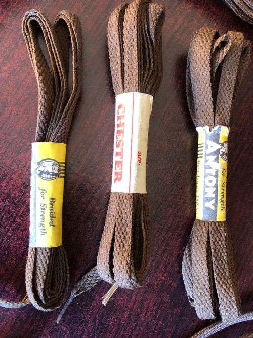 SADF BROWN BOOT LACES- 7 IN TOTAL AND SHOE LACES- 3 IN TOTAL- CONDITION NEW