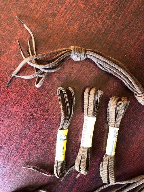 SADF BROWN BOOT LACES- 7 IN TOTAL AND SHOE LACES- 3 IN TOTAL- CONDITION NEW