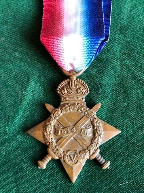 FULL SIZE WW1 1914-15 STAR-AWARDED TO STAFF/SRGT V.E.W. CAWOOD 7TH INFANTRY-THE 7TH INFANTRY WAS PAR