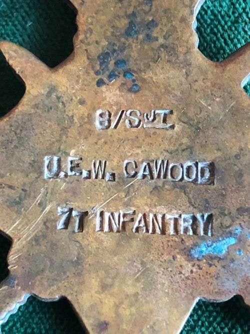 FULL SIZE WW1 1914-15 STAR-AWARDED TO STAFF/SRGT V.E.W. CAWOOD 7TH INFANTRY-THE 7TH INFANTRY WAS PAR