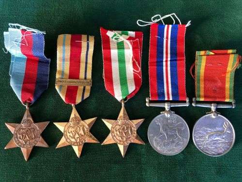 WW2 MEDAL GROUP OF 5 AWARDED TO 95941 C.T. STEWART-THE AFRICA STAR COMES WITH A NORTH AFRICA 1942-43
