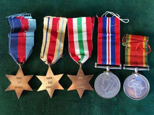 WW2 MEDAL GROUP OF 5 AWARDED TO 95941 C.T. STEWART-THE AFRICA STAR COMES WITH A NORTH AFRICA 1942-43