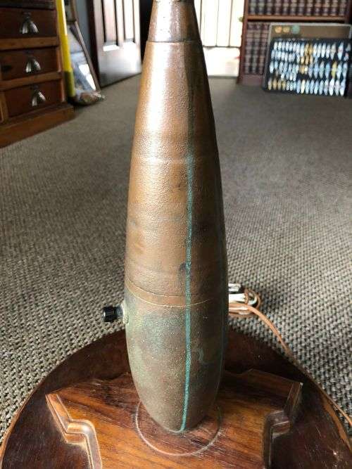 WW2 TIN HAT/MORTAR LAMP-TOTAL HEIGHT 72 CM-DIAMETER AT THE BASE 33CM-PERFECT WORKING CONDITION