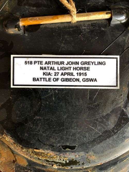 WW1 DEATH PALQUE TO 518 PTE. ARTHUR JOHN GREYLING-NATAL LIGHT HORSE KIA. 27 APRIL 1915 BATTLE OF GIB