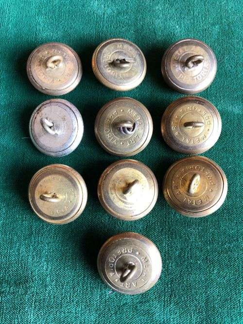 GILT SA INFANTRY TUNIC BUTTONS-10 SOLD TOGETHER-DIAMETER 22 MM
