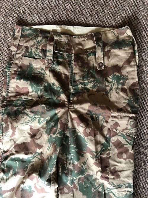 POLICE TASK FORCE-2ND PATTERN CAMO TROUSERS-SIZE 32- PIPE LENGTH 75 CM -GOOD CONDITION-LABELLED