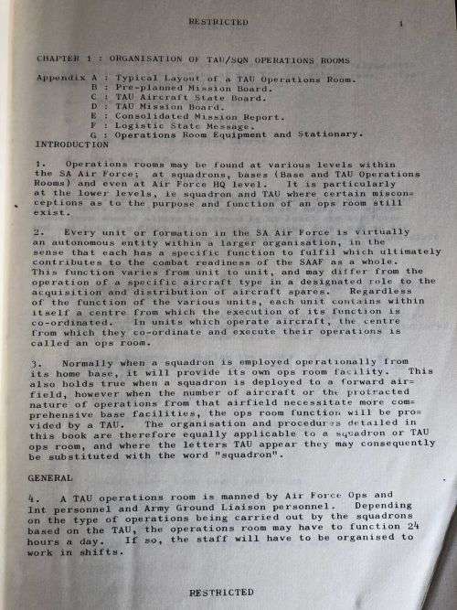 SOUTH AFRICAN AIR FORCE COLLEGE-OPS ROOM PROCEDURES