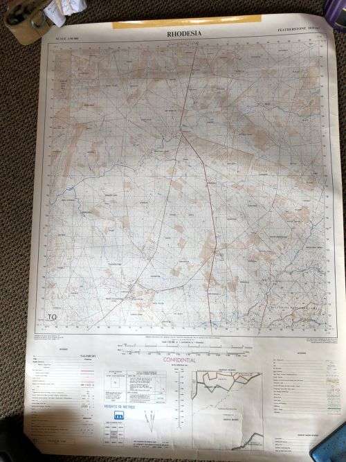 RHODESIAN MAP 1:50 000 SCALE OF THE FEATHERSTONE AREA-MEASURES 84X60 CM