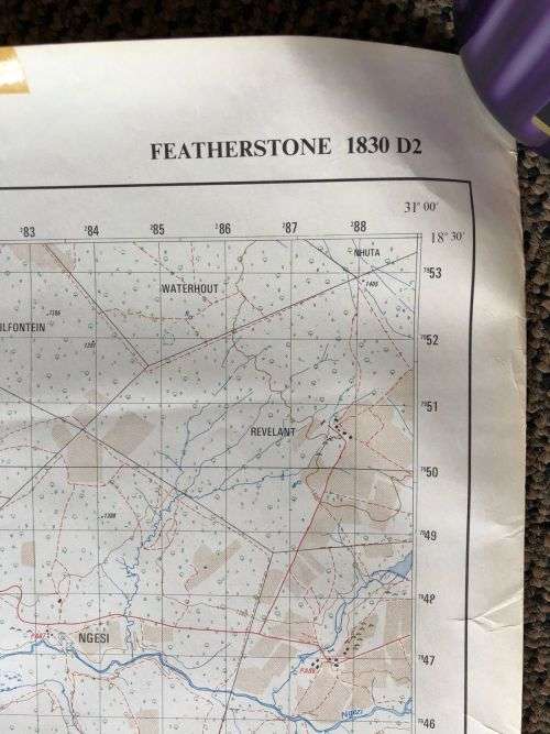 RHODESIAN MAP 1:50 000 SCALE OF THE FEATHERSTONE AREA-MEASURES 84X60 CM