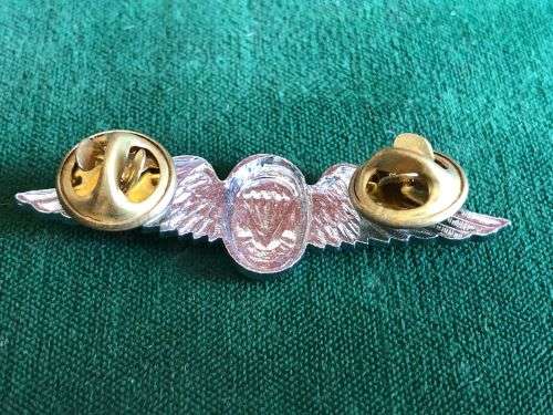 SA PARACHUTE STATICLINE INSTRUCTORS CHROME AND ENAMEL CENTRE (NO COATING)MESS DRESS WING- WORN FROM