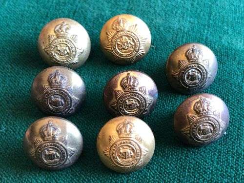 SAP BRASS TUNIC BUTTONS-WORN BY EUROPEANS PRE 1952- DIAMETER 8 MM-8 SOLD TOGETHER