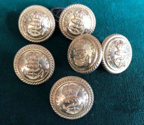 R.N.V.R.-SA NAVAL TUNIC BUTTONS- 6 SOLD TOGETHER-DIAMETER 19MM