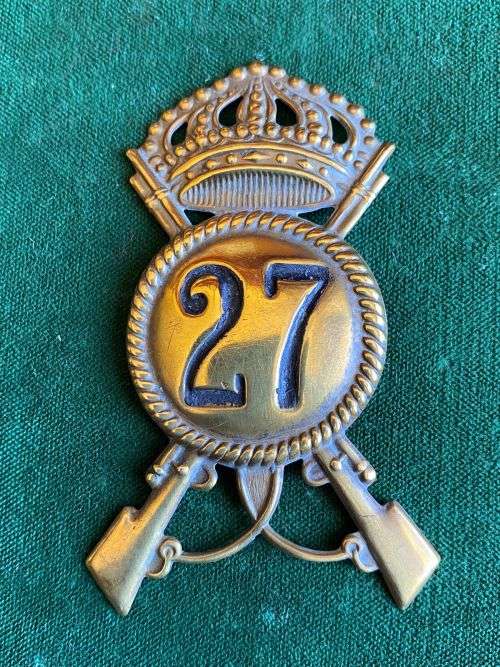 ITALIAN WW2 INFANTRY CAP BADGE- NO LUGS- 27 REGIMENT