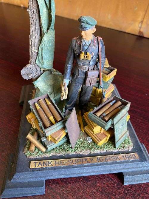 BEAUTIFULL WW2 GERMAN SOLDIER-MODEL-PLASTIC WITH GLASS COVER-MODEL MEASURES 16X16 CM-HEIGHT 19CM-COV