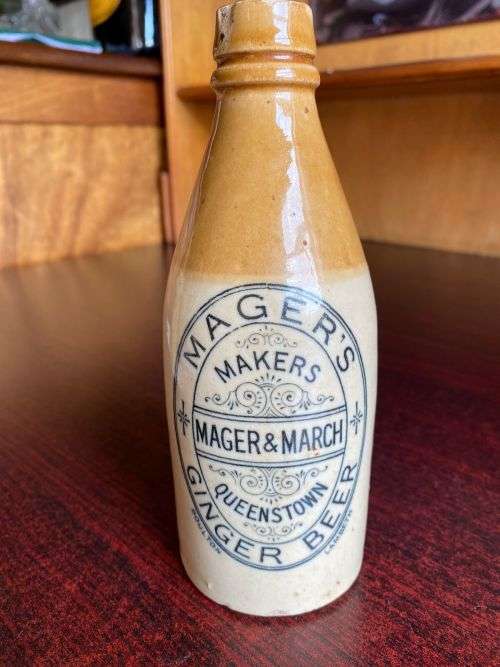 MAGERS -QUEENSTOWN GINGER BEER BOTTLE-VERY SCARCE