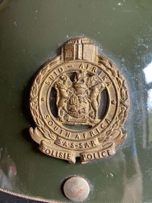 RARE SA RAILWAY POLICE MOTORBIKE HELMET IN VERY GOOD CONDITION-1960`S