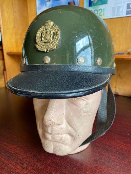RARE SA RAILWAY POLICE MOTORBIKE HELMET IN VERY GOOD CONDITION-1960`S