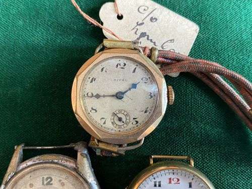 SELECTION OF 5 VINTAGE WATCHES-SOLD TOGETHER-AS IS- MECHANISMS STILL INSIDE CASINGS