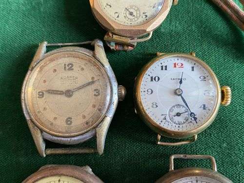 SELECTION OF 5 VINTAGE WATCHES-SOLD TOGETHER-AS IS- MECHANISMS STILL INSIDE CASINGS