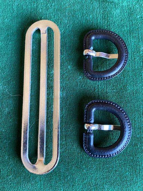 RHODESIA BELT STABLE SPARES-2X LEATHER TABS AND ONE ADJUSTER SLIDE-ENOUGH TO REPAIR ONE BELT TO ORIG