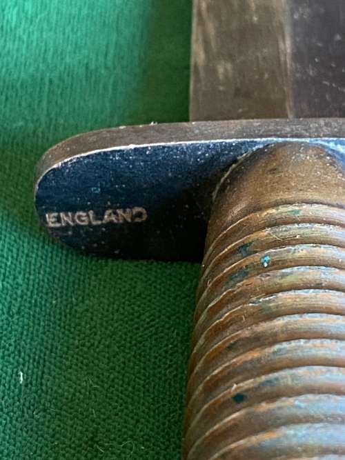 EARLY FAIRBAIRN SYKES FIGHTING KNIFE-RING GRIP PATTERN FROM WW2 PERIOD-ORIGINAL WITH MARKINGS-TOTAL