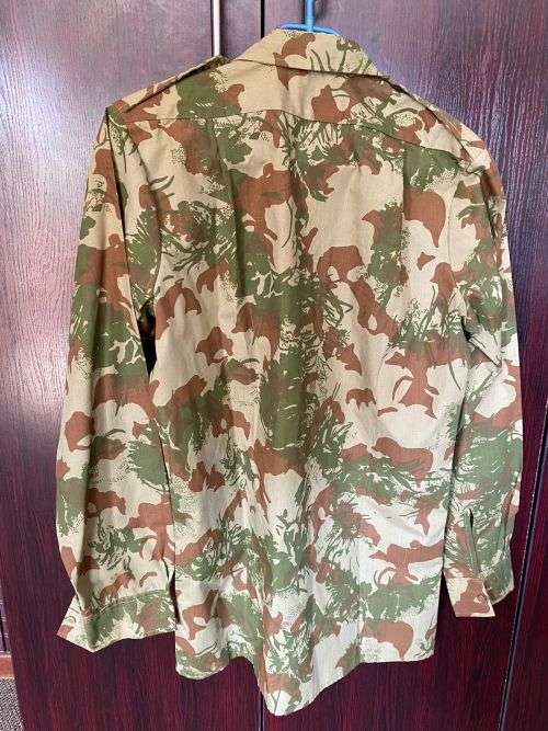POLICE TASK FORCE 2ND PATTERN CAMO,LONG SLEEVE SHIRT,LABELLED AND DATED 1990-CONDITION NEW/UNUSED-SI