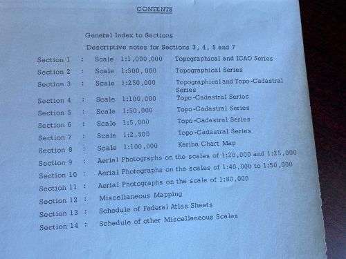 RHODESIA -MAP AND AIR PHOTO CATALOGUE-INDEX TO THE MAP 1:5000-14 SECTIONS LARGE SCALE 1:300 000-PLE