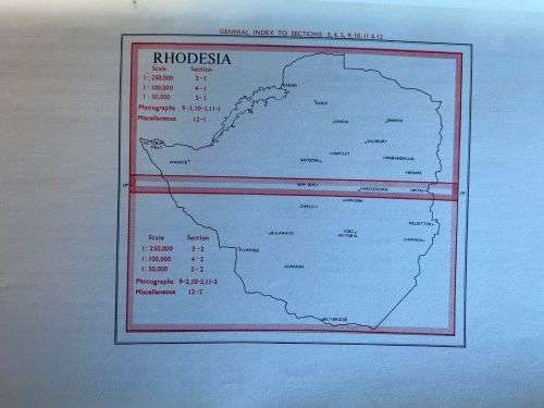 RHODESIA -MAP AND AIR PHOTO CATALOGUE-INDEX TO THE MAP 1:5000-14 SECTIONS LARGE SCALE 1:300 000-PLE