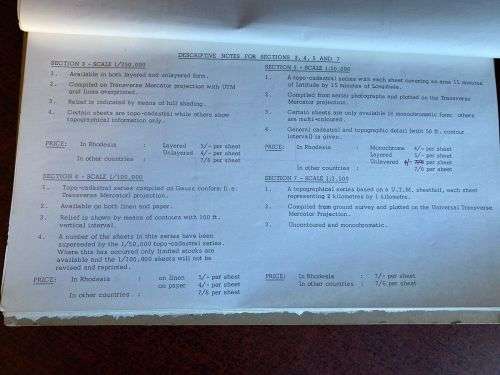 RHODESIA -MAP AND AIR PHOTO CATALOGUE-INDEX TO THE MAP 1:5000-14 SECTIONS LARGE SCALE 1:300 000-PLE