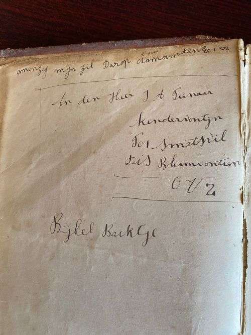 BOER WAR PERIOD BIBLE DATED 1881-BELONGED TO J.A.PIENAAR FROM THE FARM KENDERFONTYN SMITHFIELD-PLEAS