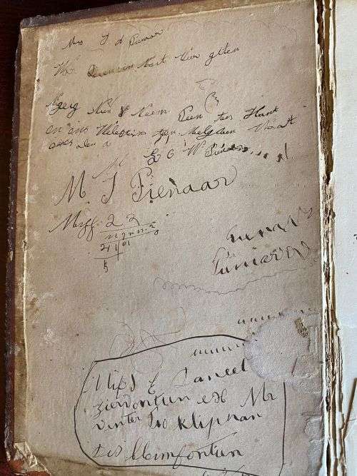 BOER WAR PERIOD BIBLE DATED 1881-BELONGED TO J.A.PIENAAR FROM THE FARM KENDERFONTYN SMITHFIELD-PLEAS